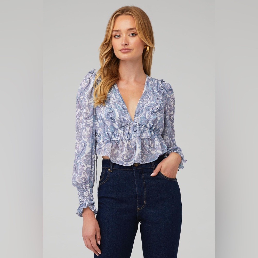 For Love & Lemons Janelle V-neck Long Sleeve size small